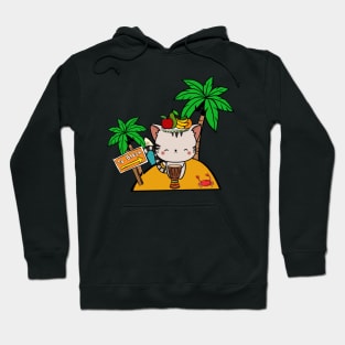 Funny tabby cat is on a deserted island Hoodie